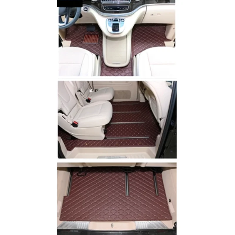 Visoka kvaliteta na red! Običaj komplet auto tepisi + tepih u prtljažniku za Mercedes Benz V Class 7 8 mjesta 2022-2014 vodootporan